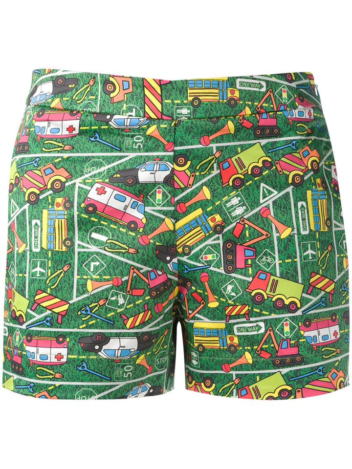 Ultràchic Transport Print Shorts, Women's, Size: 42, Green, Cotton/spandex/elastane
