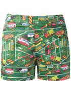 Ultràchic Transport Print Shorts, Women's, Size: 42, Green, Cotton/spandex/elastane
