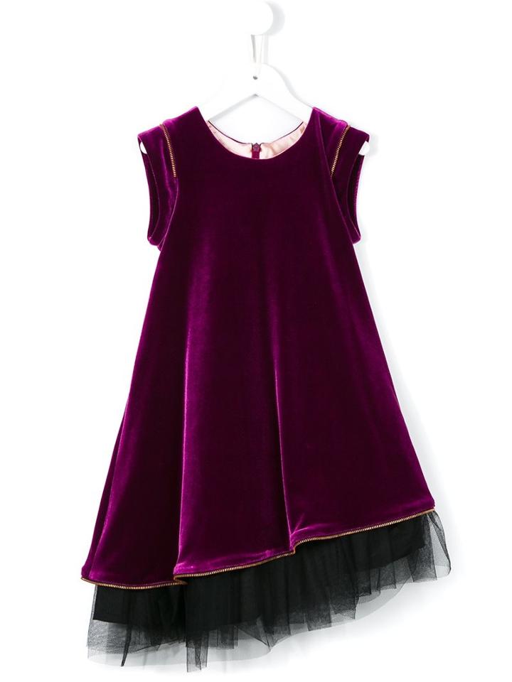Junior Gaultier Layered Velvet Dress, Girl's, Size: 10 Yrs, Pink/purple