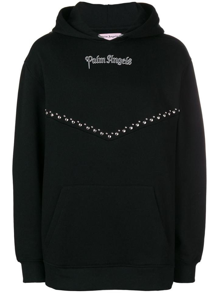Palm Angels Stud Detail Hoodie - Black