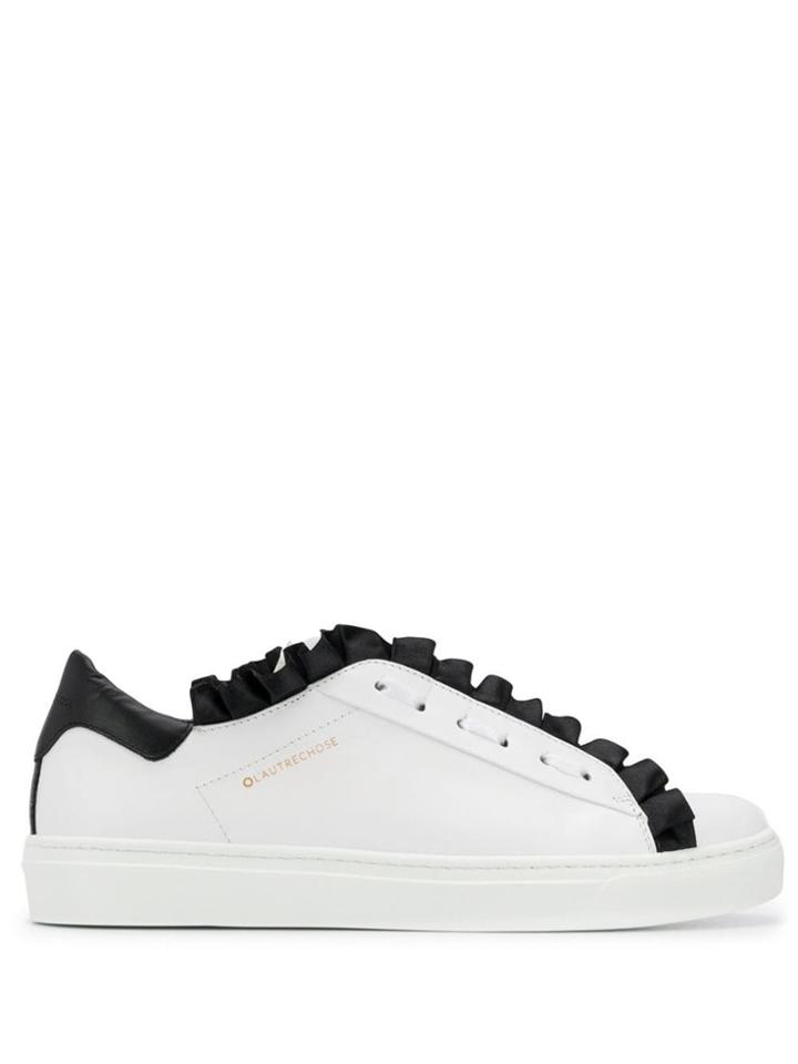 L'autre Chose Ruffle Trim Sneakers - White