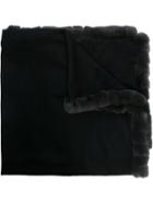 N.peal Cashmere Woven Shawl, Women's, Black, Rabbit Fur/cashmere
