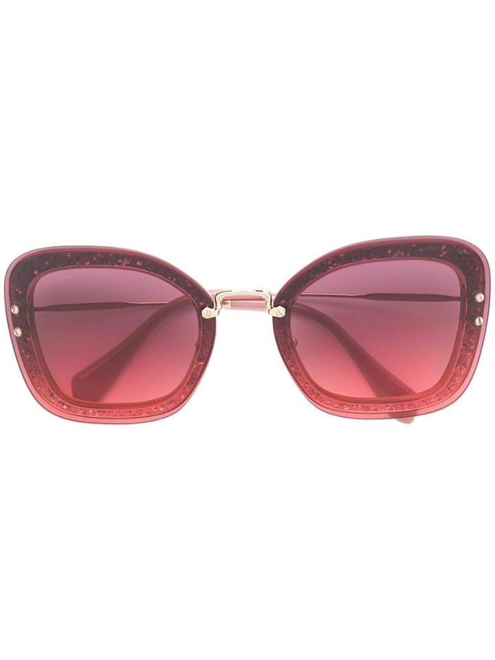 Miu Miu Eyewear Oversized Glitter Sunglasses - Pink & Purple