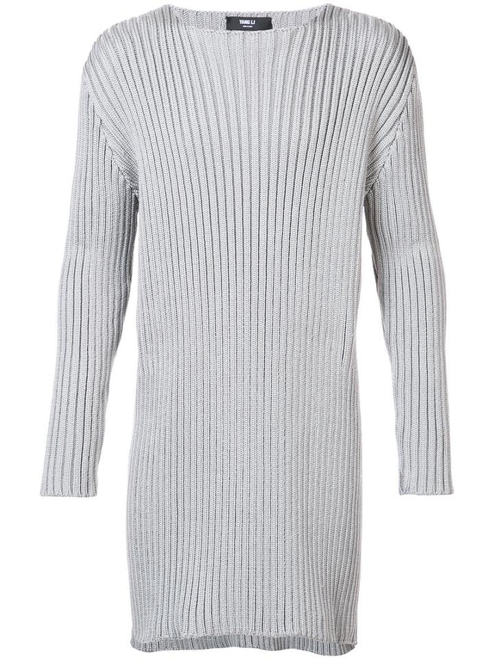 Yang Li - Ribbed Elongated Jumper - Men - Polypropylene - 46, Grey, Polypropylene