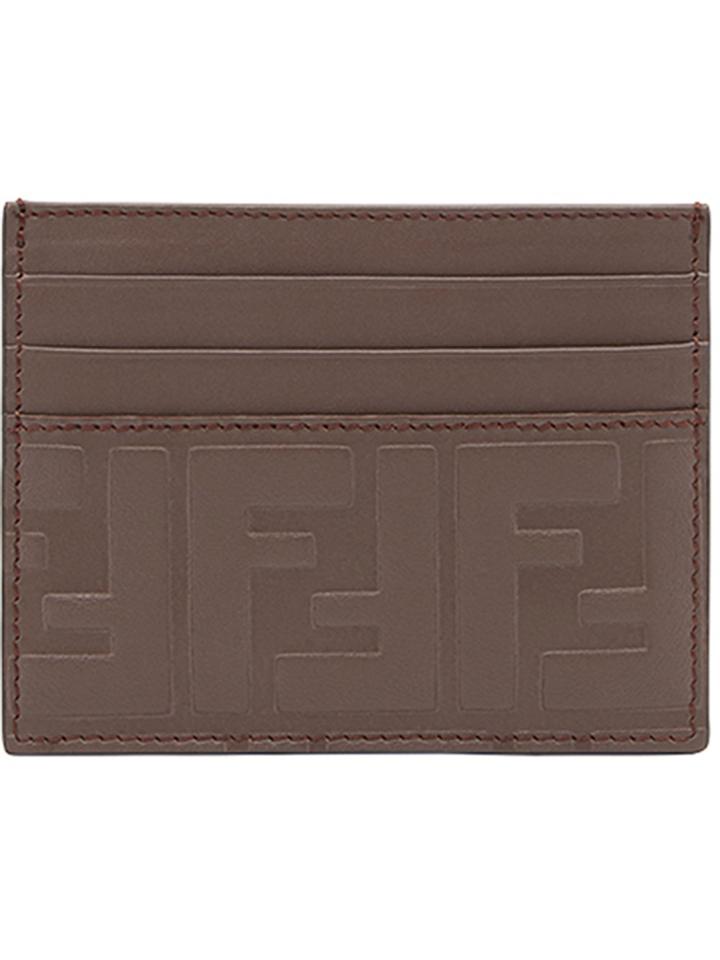 Fendi Embossed Ff Card Holder - Brown