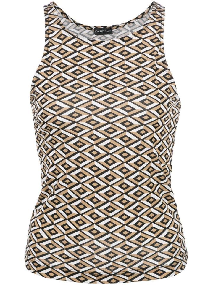 Callipygian Diamond-pattern Tank Top - Brown