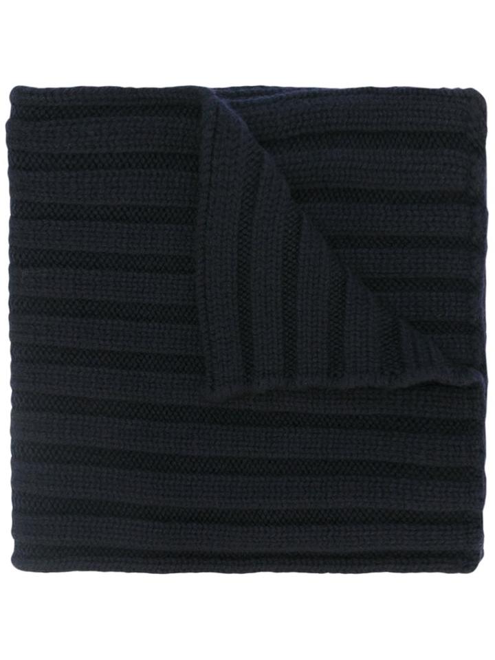 Moncler Ribbed Scarf, Women's, Blue, Virgin Wool