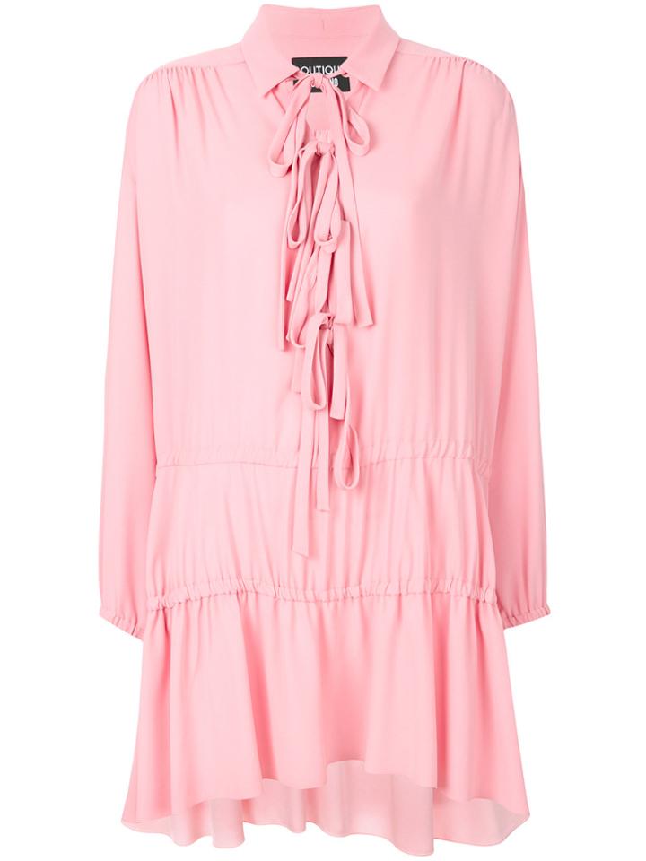 Boutique Moschino Tie Neck Smock Dress - Pink & Purple