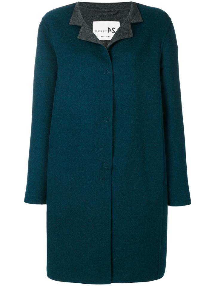Manzoni 24 Single Breasted Coat - Blue