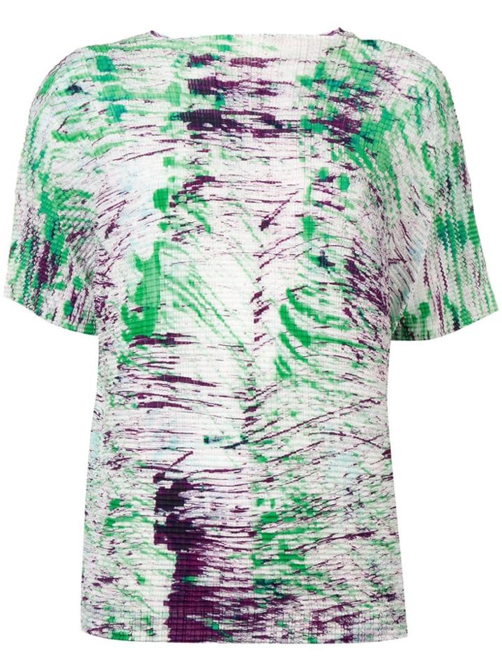 Issey Miyake Plisse Brushstroke Top - Green