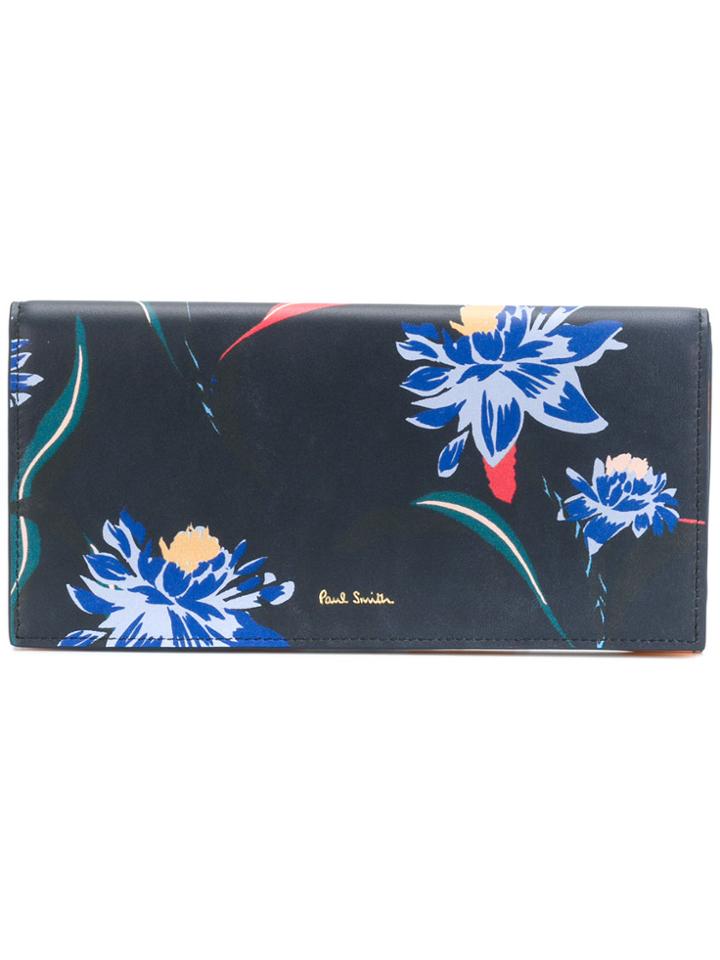 Paul Smith Pacific Rose Print Tri-fold Purse - Blue