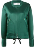 Victoria Beckham - Zip Pocket Bomber Jacket - Women - Silk/viscose - 6, Green, Silk/viscose