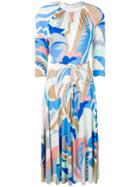 Emilio Pucci Abstract Print Gathered Dress - Blue