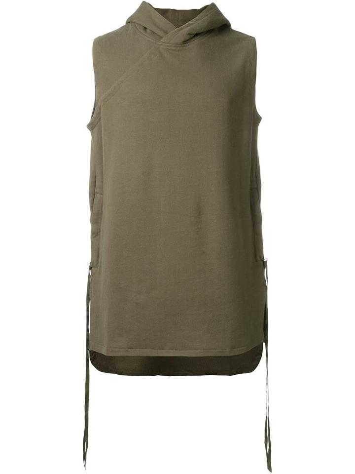 Maharishi Long Fit Sleeveless Hoodie, Men's, Size: M, Green, Organic Cotton