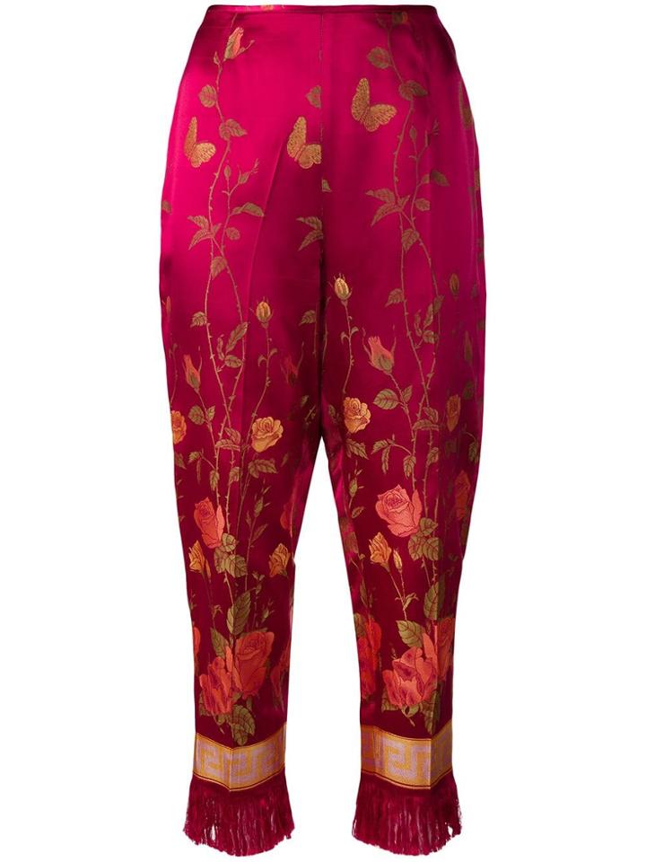 Jean Paul Gaultier Pre-owned Floral Print Cropped Trousers - Red