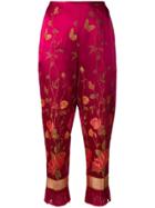 Jean Paul Gaultier Pre-owned Floral Print Cropped Trousers - Red