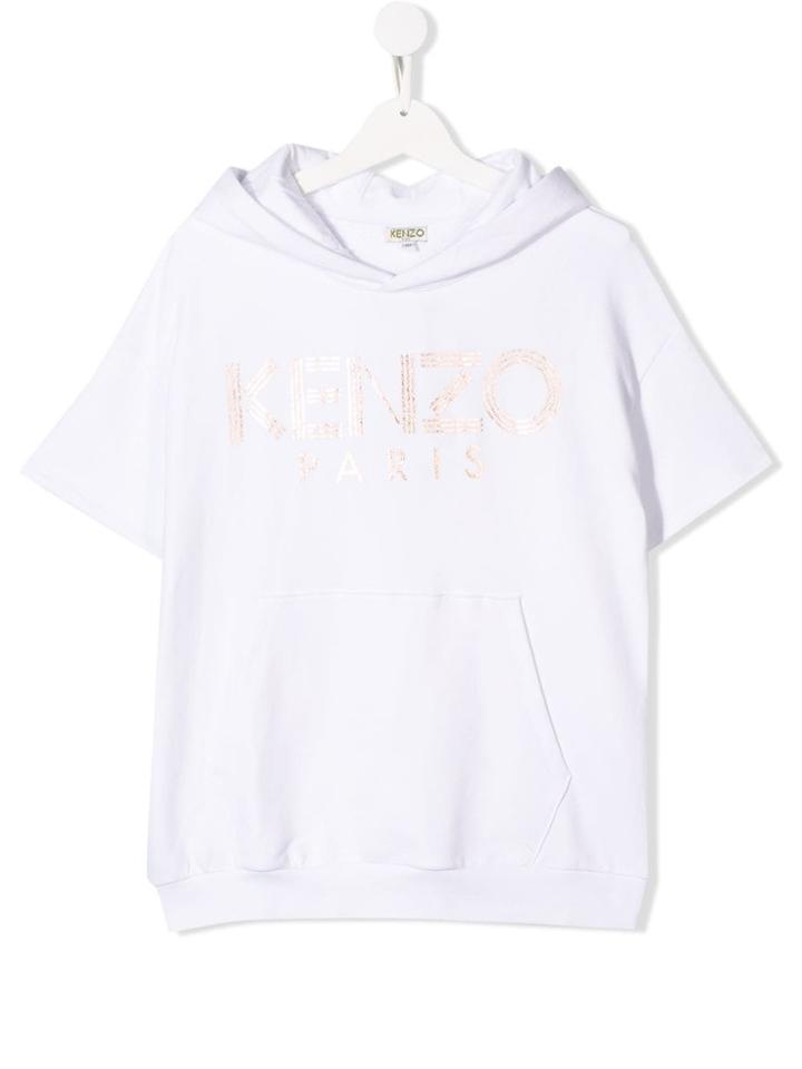 Kenzo Kids Teen Glitter Logo Hoodie - White