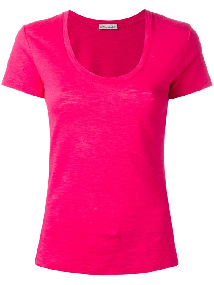 Moncler Scoop Neck T-shirt, Women's, Size: Small, Pink/purple, Cotton