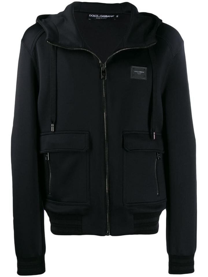 Dolce & Gabbana Logo Front Hoodie - Black