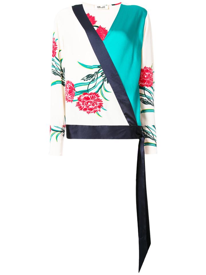 Dvf Diane Von Furstenberg Farren Print Wrap Top - Green
