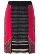 Etro Striped Pencil Skirt, Women's, Size: 42, Black, Spandex/elastane/cupro/wool