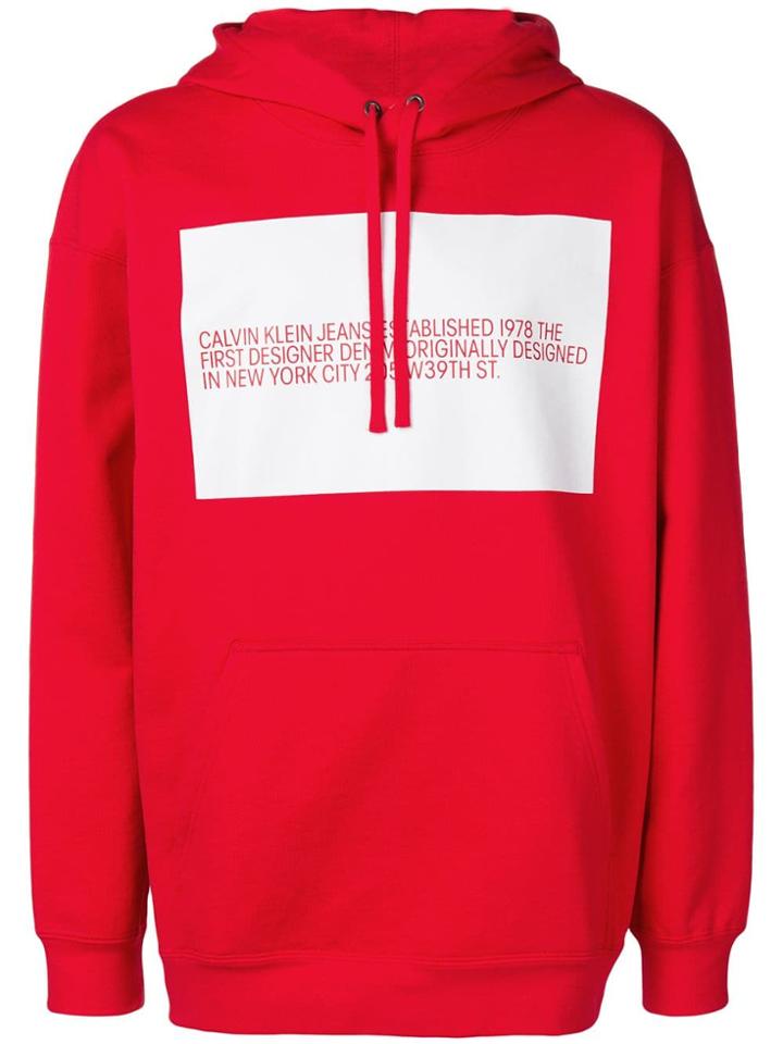 Calvin Klein Jeans Est. 1978 Logo Hooded Sweatshirt - Red