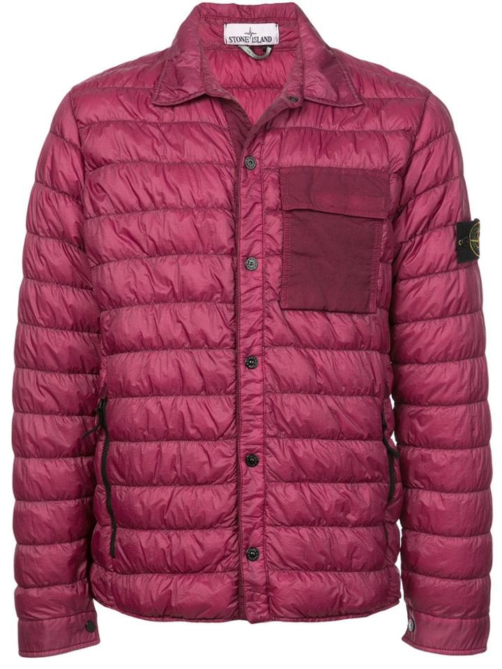 Stone Island Contrast-pocket Padded Jacket - Pink & Purple