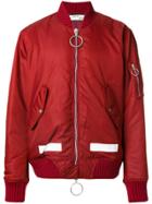 Off-white Zip Up Bomber Jacket - Red