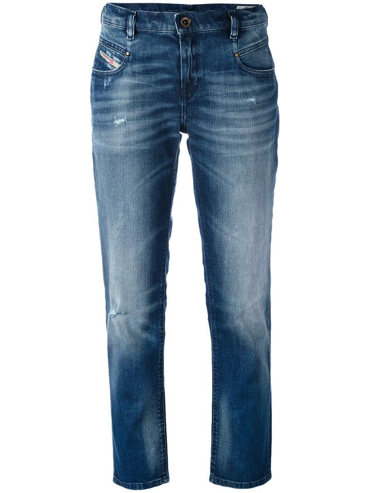 Diesel - Straight Jeans - Women - Cotton/spandex/elastane - 27, Blue, Cotton/spandex/elastane
