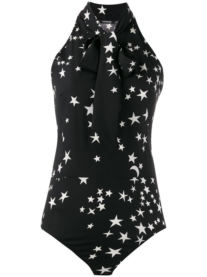 P.a.r.o.s.h. Star Print Pussy Bow Body - Black