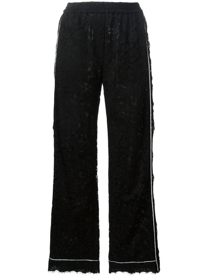 Dolce & Gabbana Lace Palazzo Pants, Women's, Size: 38, Black, Cotton/viscose/polyamide/silk
