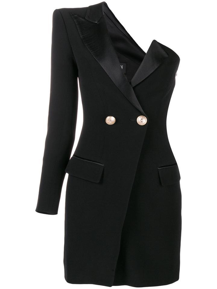 Balmain Asymmetric Tailored Dress - Black