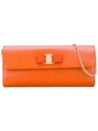 Salvatore Ferragamo - 'vara' Clutch Bag - Women - Calf Leather - One Size, Yellow/orange, Calf Leather