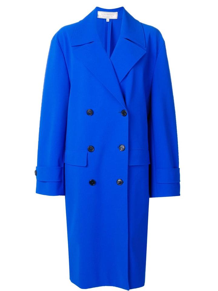Nina Ricci Electrique Double-breasted Coat - Blue