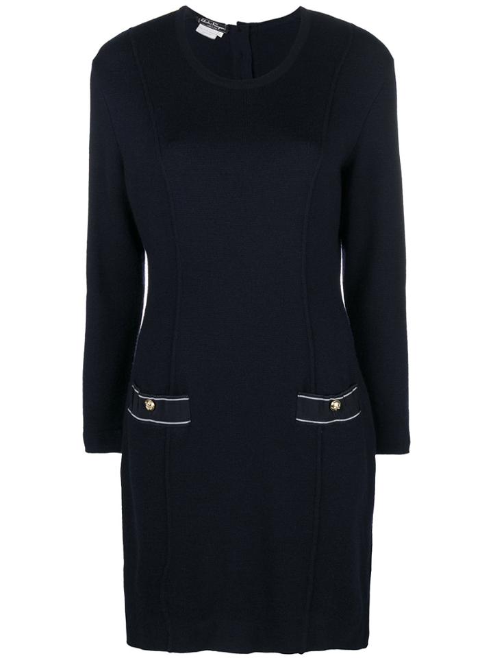 Salvatore Ferragamo Vintage Knitted Shift Dress - Blue