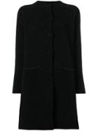 Moschino Ribbed Lurex Band Collar Coat - Black