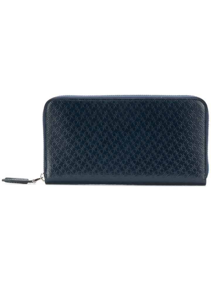 Salvatore Ferragamo Double Gancio Embossed Wallet - Blue