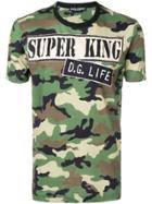 Dolce & Gabbana Camouflage Print Slogan T-shirt - Green