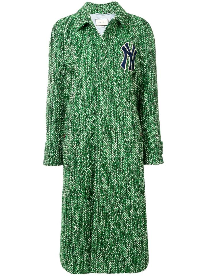Gucci Yankees Patch Tweed Coat - Green