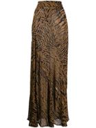 Ganni Animal Print Long Skirt - Brown