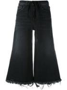 Off-white - Printed Wide Leg Cropped Jeans - Women - Cotton/spandex/elastane - 26, Black, Cotton/spandex/elastane