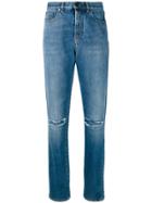Saint Laurent Slim Fit Knee Hole Jeans - Blue
