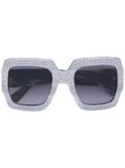 Gucci Eyewear Oversized Square Frame Rhinestone Sunglasses - Grey