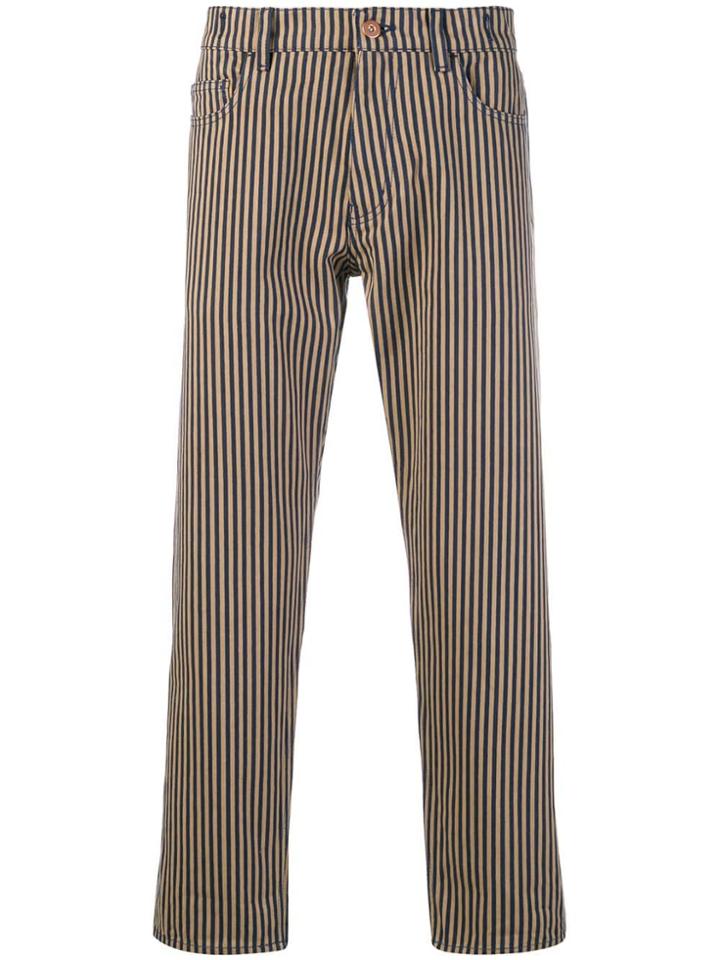 Ymc Striped Straight Trousers - Nude & Neutrals