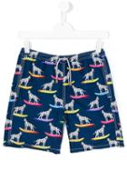 Mc2 Saint Barth Kids - Dog Print Swim Shorts - Kids - Polyamide/polyester/spandex/elastane - 16 Yrs, Blue