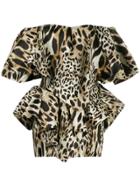 Alexandre Vauthier Off The Shoulder Leopard Print Dress - Neutrals