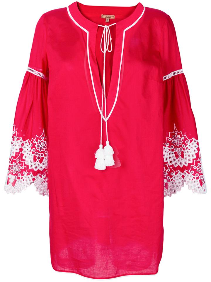 Ermanno Scervino Crochet Trim Shift Dress - Red