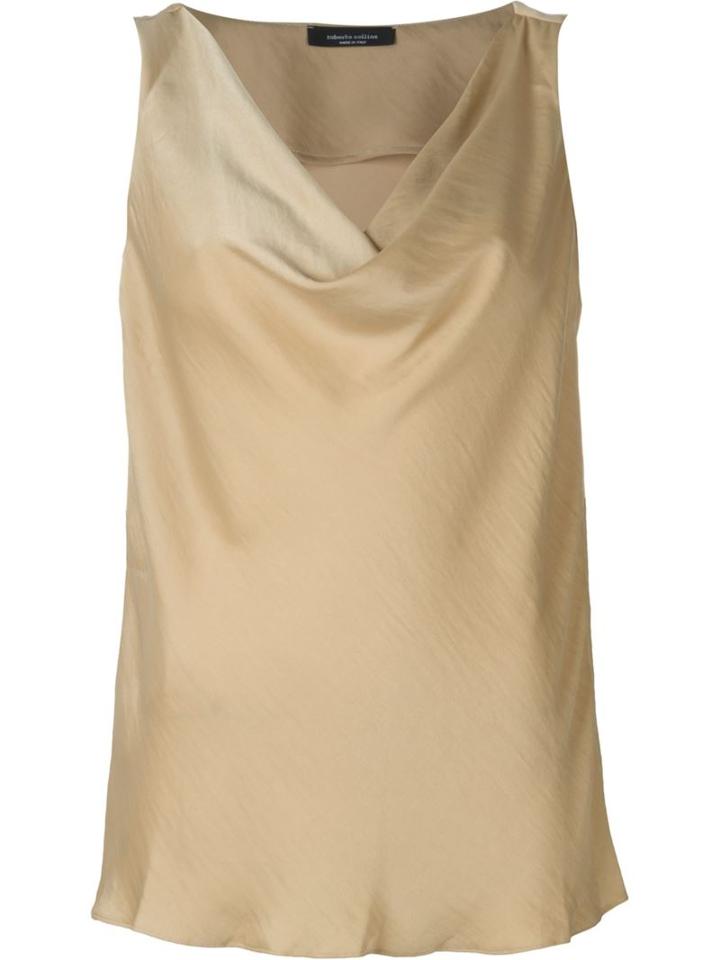 Roberto Collina Draped Sleeveless Top, Women's, Size: M, Nude/neutrals, Polyester