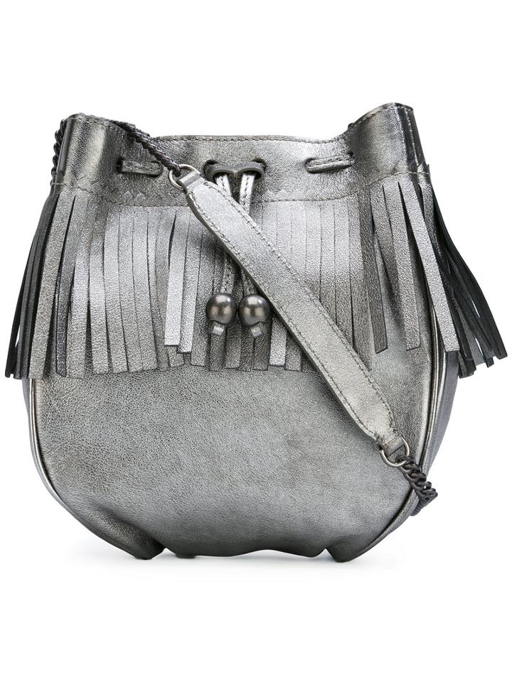 Philosophy Di Lorenzo Serafini Fringed Bucket Shoulder Bag, Women's, Grey, Leather