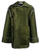 J.w.anderson Off-centre Bow Fastening Jacket, Women's, Size: 8, Green, Silk/cotton/viscose